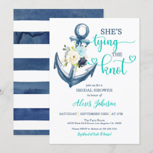 Nautical She's Tying the Knot Bridal Shower (Teal) Invitation