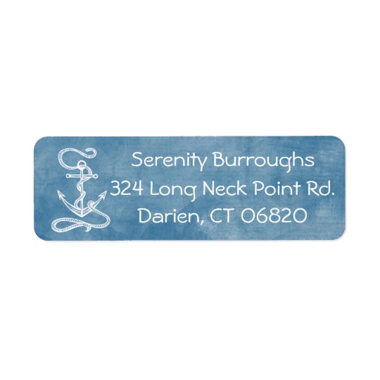 Nautical Ship Anchor Blue Watercolor Sailor Beach Return Address Label