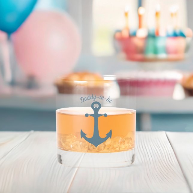 Nautical Ship Anchor Custom Message Whiskey Glass (Insitu (Baby Shower))
