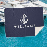 Nautical Ship Anchor Custom Name Navy Blue