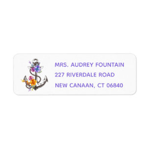 Nautical Ship Anchor Floral Purple Beach Sailor