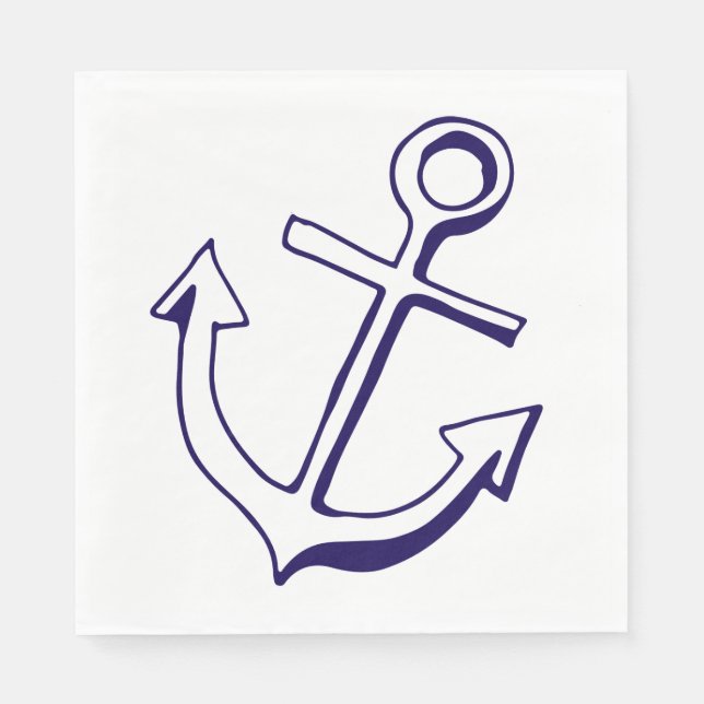 Nautical Ship Anchor Navy Blue Wedding Party Napkin (Front)