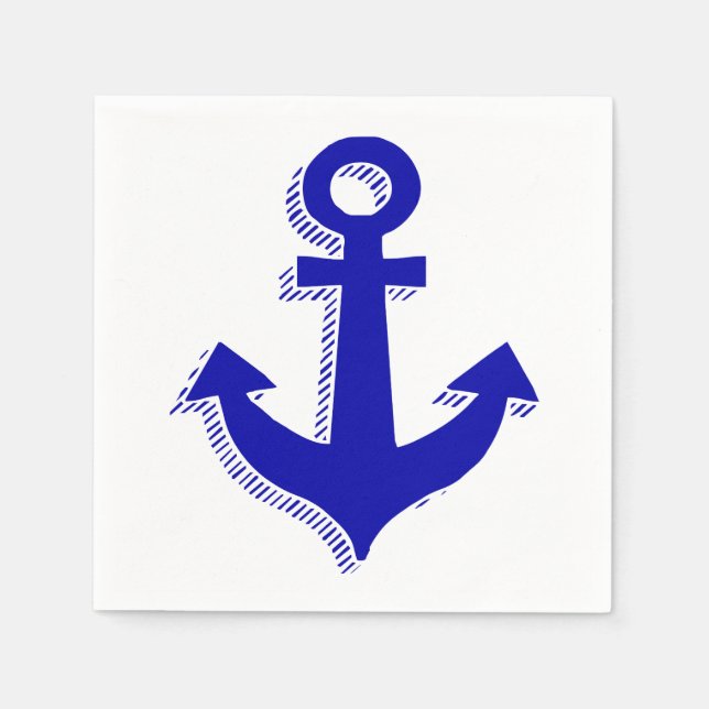 Nautical  Ship Anchor Navy Blue & White Beach Napkin (Front)