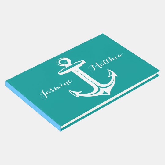 Nautical Ship Anchor Teal Wedding, Bridal Shower Guest Book