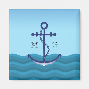 Nautical Ship Anchor with Double Monogram Magnet