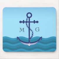 Nautical Ship Anchor with Double Monogram