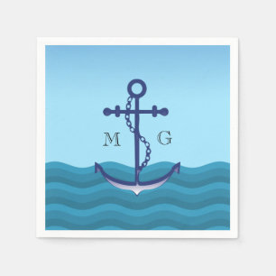 Nautical Ship Anchor with Double Monogram Napkin