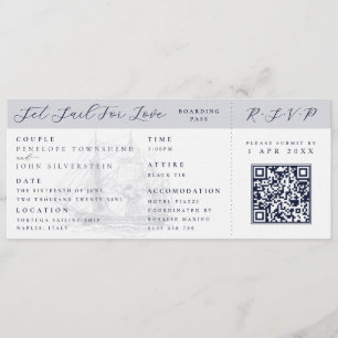 Nautical Ship Boarding Pass Destination Wedding  Invitation