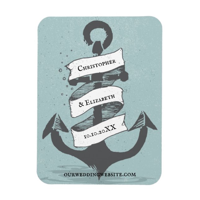 Nautical Ship Boat Anchor Wedding Save The Date Magnet (Vertical)