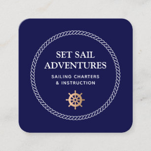  Nautical  Ship Helm  Rope Square Business Card