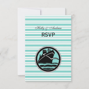Nautical Ship Lt Bleu Blanc Rayure #2 V RSVP