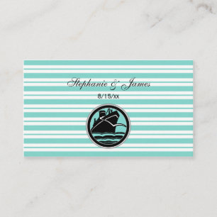 Nautical Ship Lt Blue White Stripe Place Cards