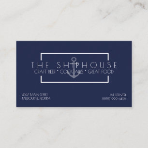 Nautical Ship Navy Blue Restaurant Bar Business Card