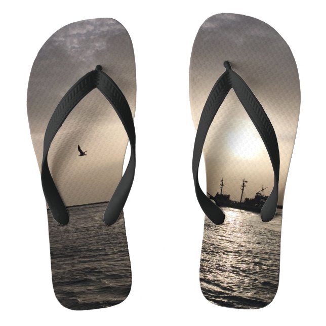 Nautical Ship Seagull Flip Flops (Footbed)