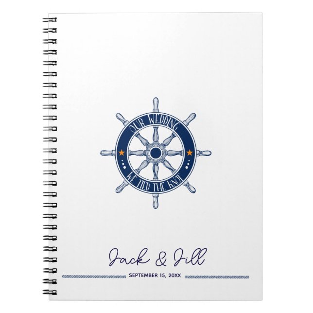 Nautical ship wedding guest book planner notebook (Front)
