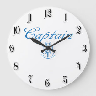 Nautical ship wheel and anchor large clock