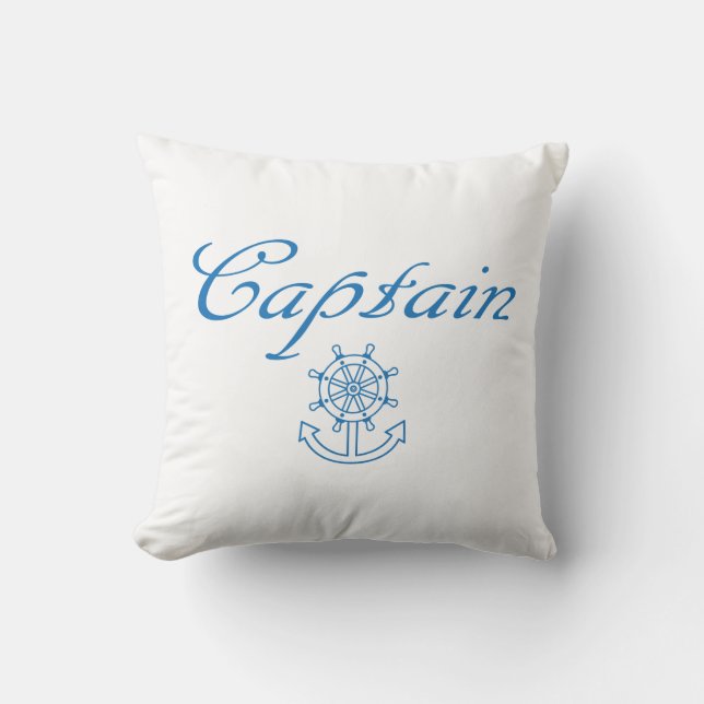 Nautical ship wheel and anchor throw pillow (Front)