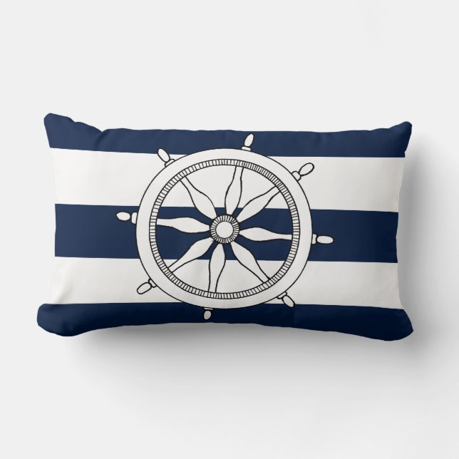 Nautical Ship Wheel Lumbar Pillow (Front)