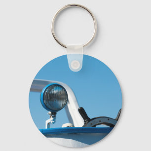 Nautical ship wheel sailboat keychain