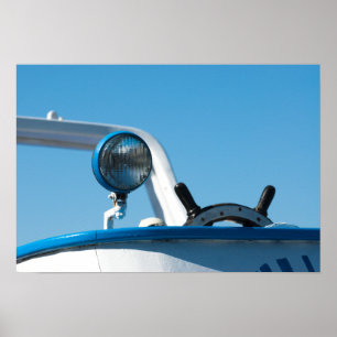 Nautical ship wheel sailboat poster