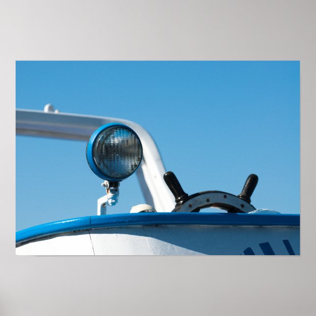 Nautical ship wheel sailboat poster (Front)