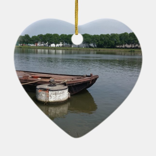nautical shipping boat buoy, ship rope quay canal ceramic ornament (Back)