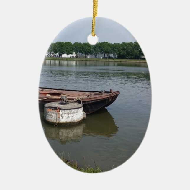 nautical shipping boat buoy, ship rope quay canal ceramic ornament (Front)