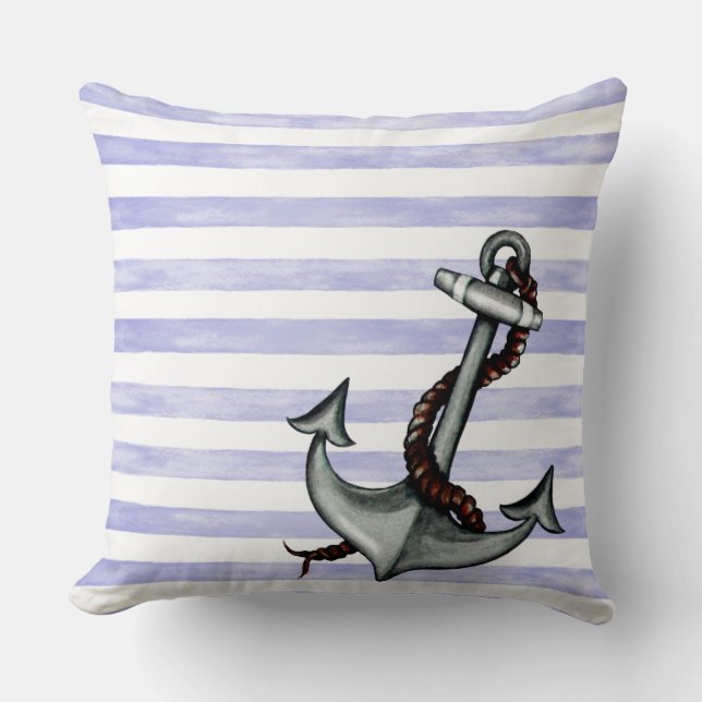 Nautical Ship's Anchor Throw Pillow (Front)