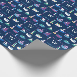 Nautical Ships Boats Ocean Vehicles Personalized Wrapping Paper