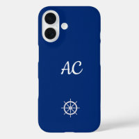 Nautical Ships Wheel Blue+White (Personalize)
