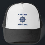Nautical Ships Wheel Helm Captain or Boat Name Trucker Hat<br><div class="desc">Nautical Classic Ships Wheel Helm with personalized Captain or Boat Name Hat.</div>
