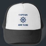 Nautical Ships Wheel Helm Captain or Boat Name Trucker Hat<br><div class="desc">Nautical Classic Ships Wheel Helm with personalized Captain or Boat Name Hat.</div>