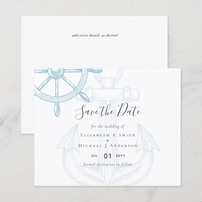 Nautical Ships Wheel Wedding (Front/Back)