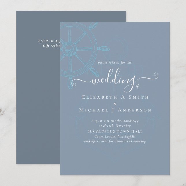 Nautical Ships Wheel Wedding (Front/Back)