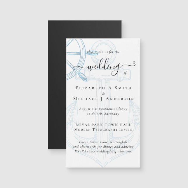 Nautical Ships Wheel Wedding (Front/Back)