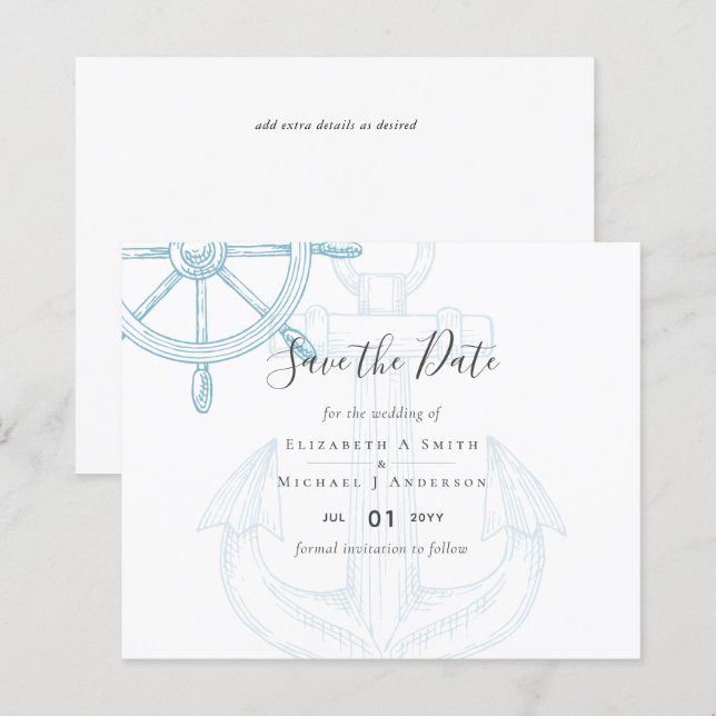 Nautical Ships Wheel Wedding (Front/Back)
