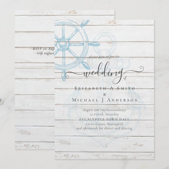 Nautical Ships Wheel Wedding (Front/Back)