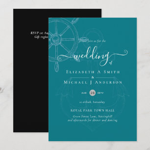 Nautical Ships Wheel Wedding Invitation
