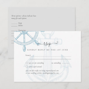 Nautical Ships Wheel Wedding Postcard