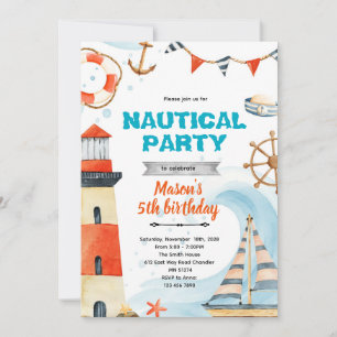 Nautical shower birthday party theme invite