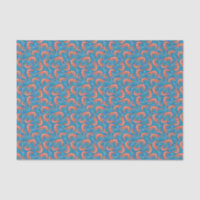 Nautical Shrimp Prawn and Coral Aqua Blue Pattern