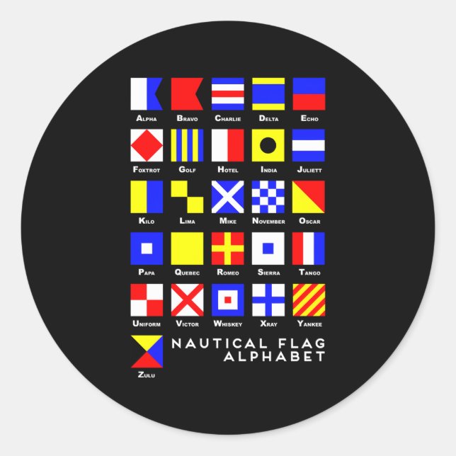Nautical Signal Flag Alphabet Classic Round Sticker (Front)