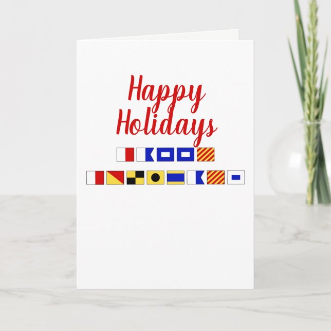 Nautical Signal Flag Happy Holidays Holiday Card (Front)