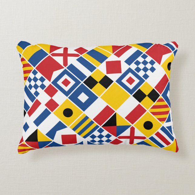 Nautical Signal Flags Pattern Decorative Pillow (Front)