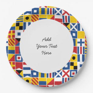 Nautical Signal Flags Pattern Paper Plate