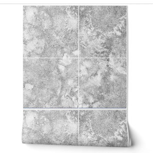 Nautical Silver Grey Watercolor Faux Tiles Wallpaper