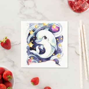 Nautical Simple Children's Dolphin Birthday Napkin