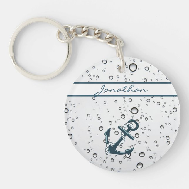 Nautical Sinking Anchor Personalized Keychain (Front)