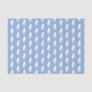 Nautical sky blue seahorse pattern tissue paper