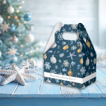 Nautical Snowflakes & Coastal Elements Favor Box<br><div class="desc">Celebrate the holiday season with this unique, coastal-themed Favour boxes. Featuring a beautiful blend of snowflakes, baubles, seahorses, fish, starfish, and delicate bubbles, this box perfectly captures the festive spirit with a nautical twist. Ideal for Christmas gifts for friends and loved ones. A perfect choice for families who love the...</div>